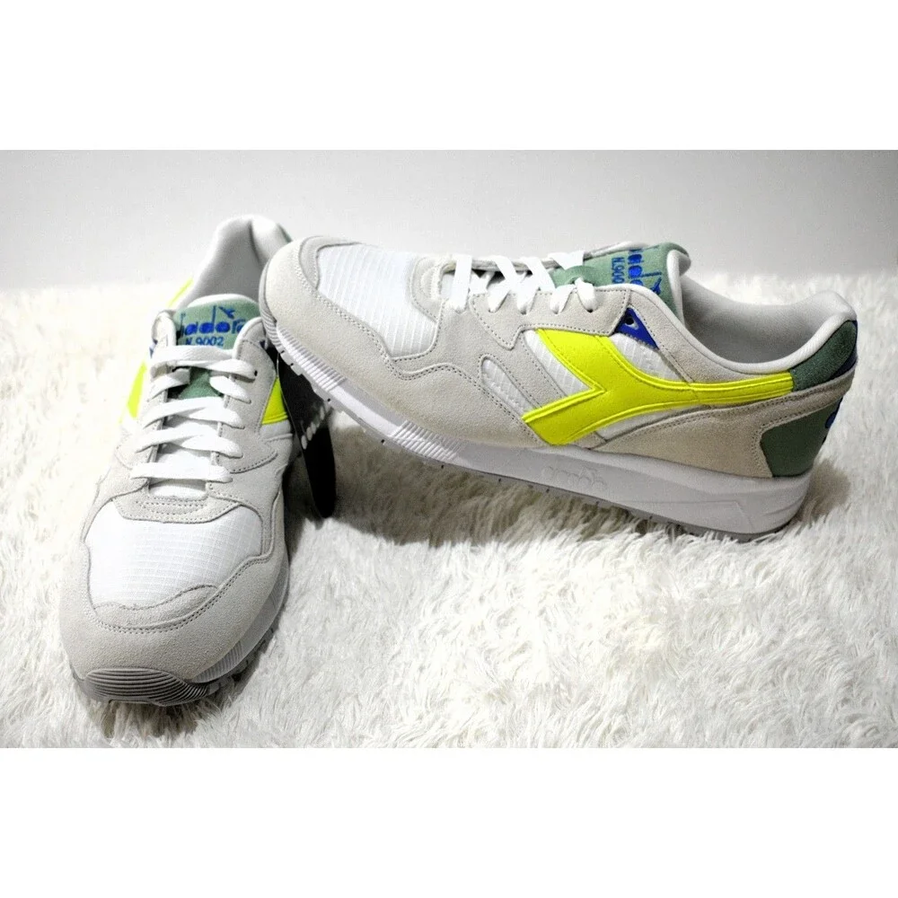 Diadora N92 Italian Vintage Running Sneakers White Yellow Green Blue Men’s 13